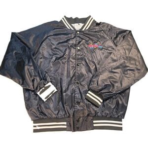 Vtg Augusta Sportswear Satin Baseball Varsity Bomber Jacket Boombox Social